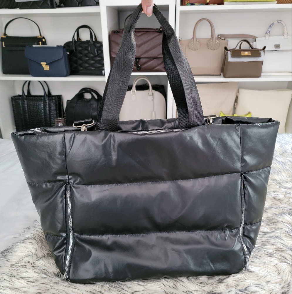 Black Quilted Tote Bag